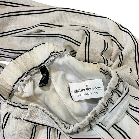 Windsor Pant Crop Top Set Medium White Striped Wide Leg Flowy Blouse Sleeveless - Picture 8 of 8